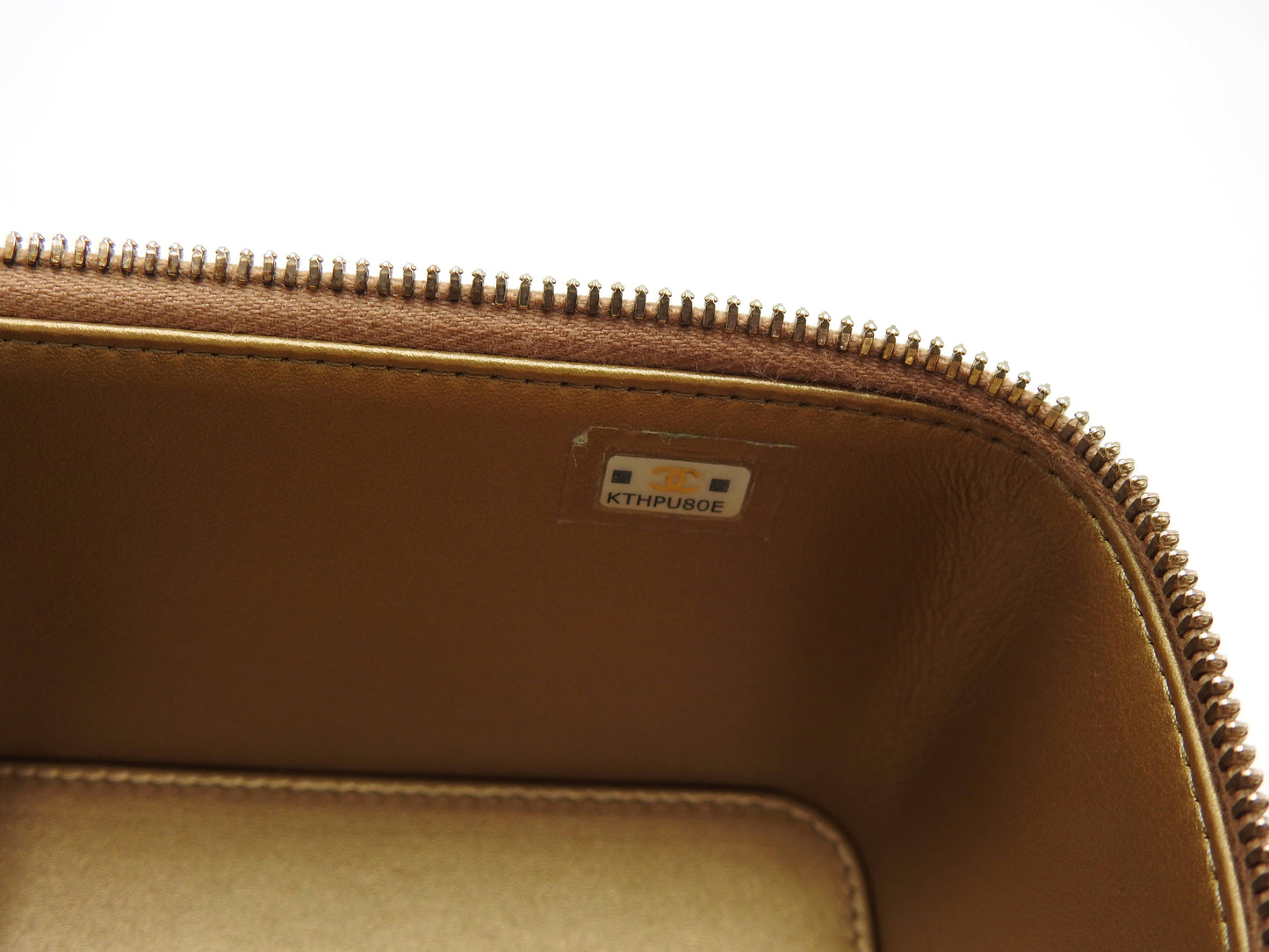 CHANEL Pearl Crush Vanity Case Chain Shoulder Bag Lambskin Beige Gold