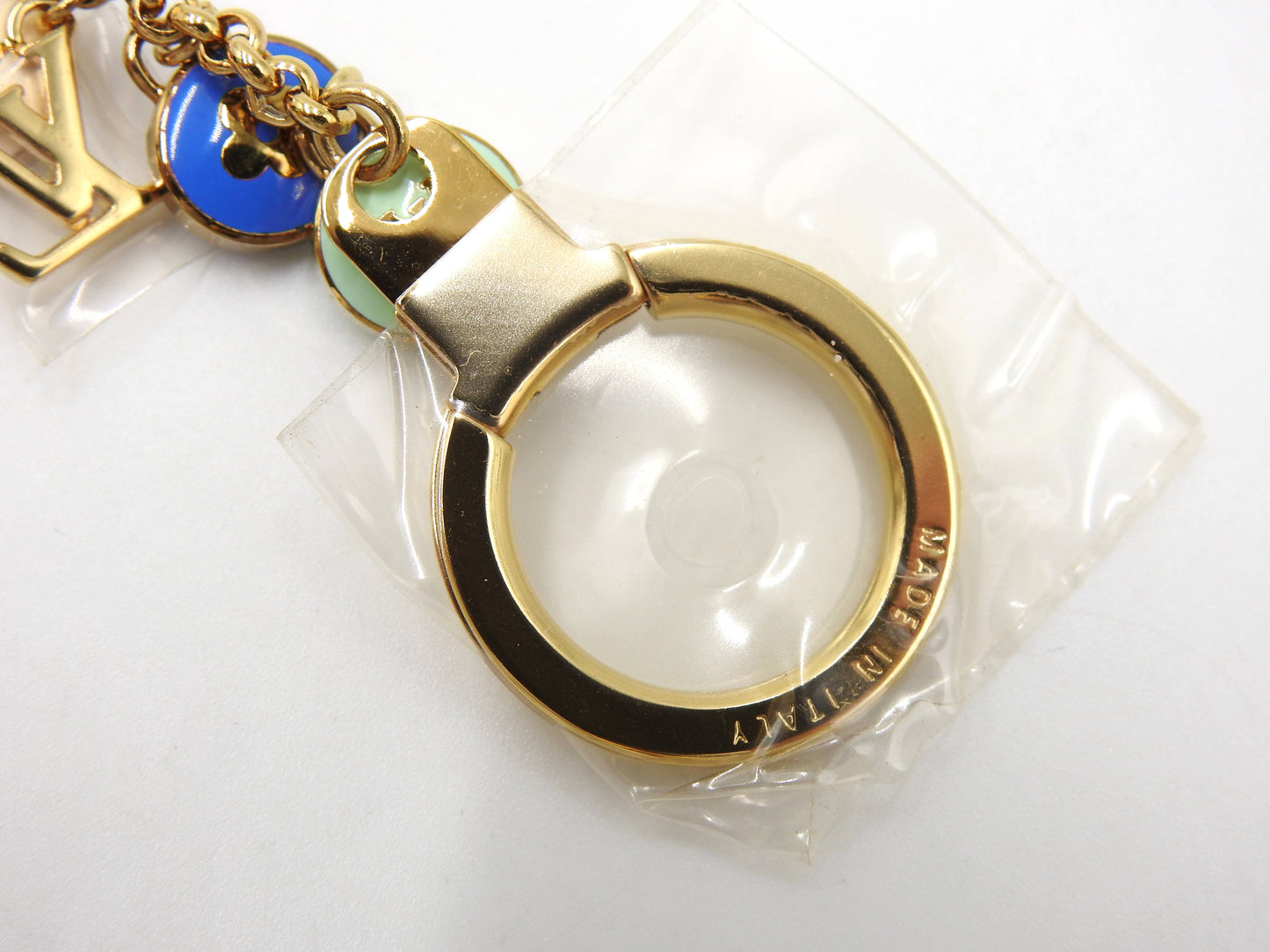 LOUIS VUITTON Porte Cles Chaine Pastille Bag Charm Key Holder Gold M65380