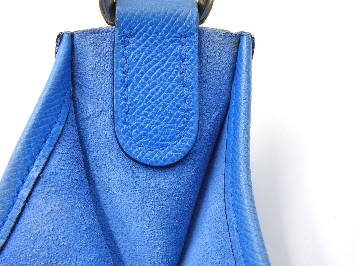 Hermes Evelyne 1 GM Shoulder Bag Cushbel Leather Blue Gold Hardware □A