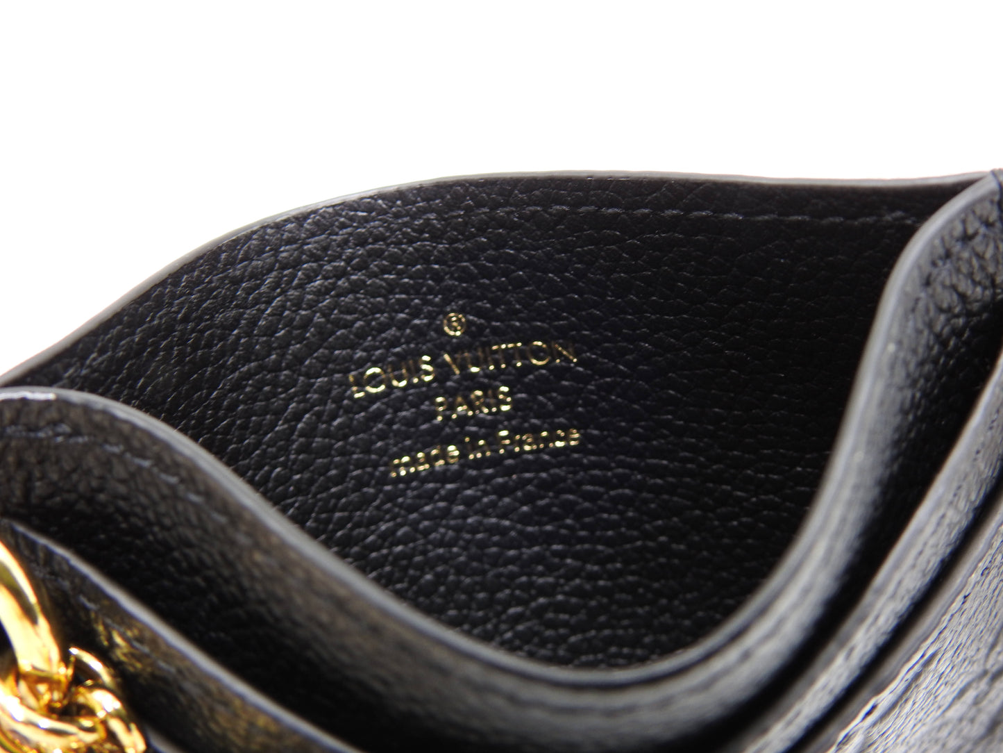 LOUIS VUITTON Monogram Empreinte LV Charm Card Holder Case Black M82132