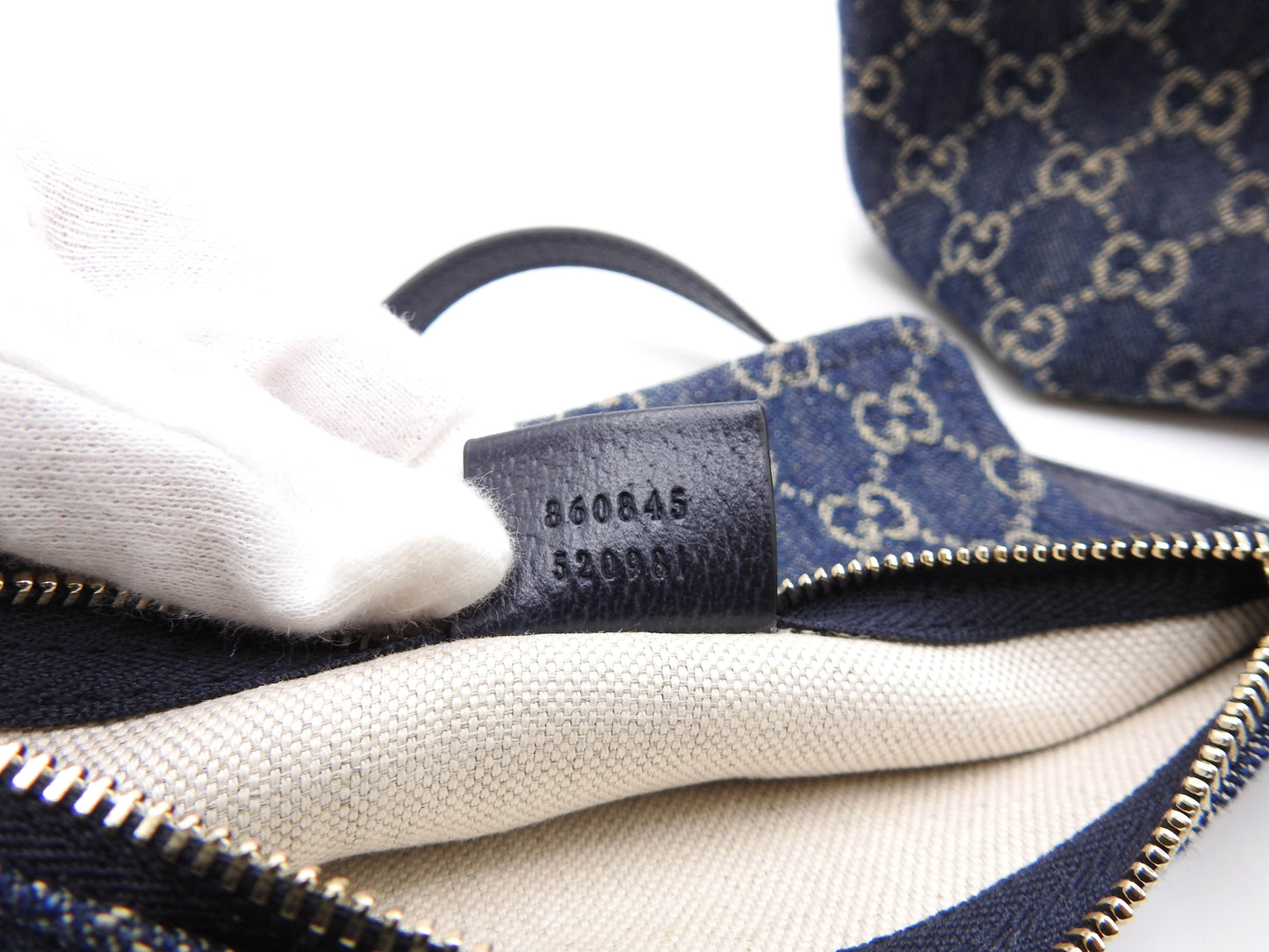 GUCCI GG Denim Giglio Small Hobo Tote Shoulder Bag Canvas Blue 860845