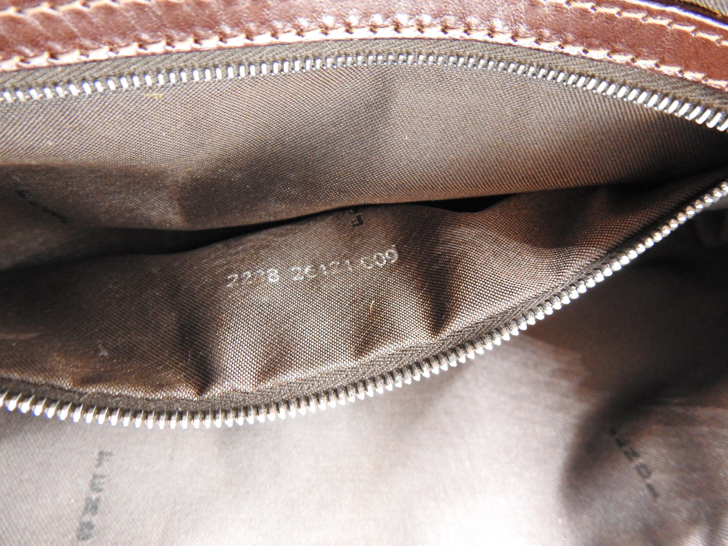 FENDI Leopard Mamma Baguette Shoulder Hand Bag Leather Brown Silver