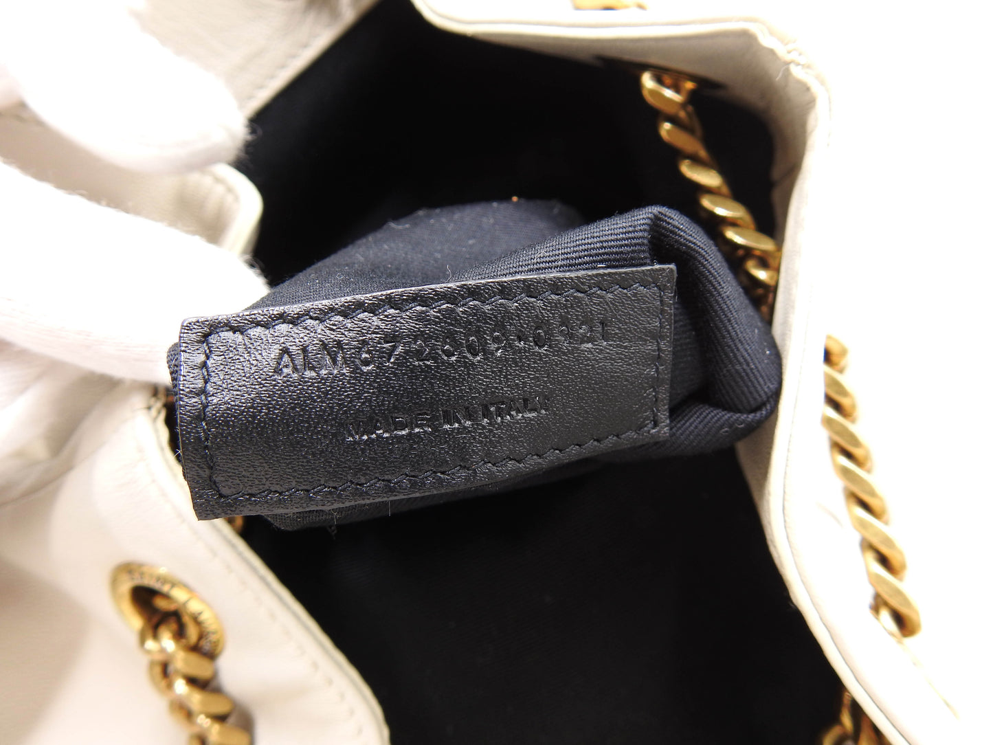 SAINT LAURENT PARIS Joe Chain Backpack Bag Lambskin Leather White 672609