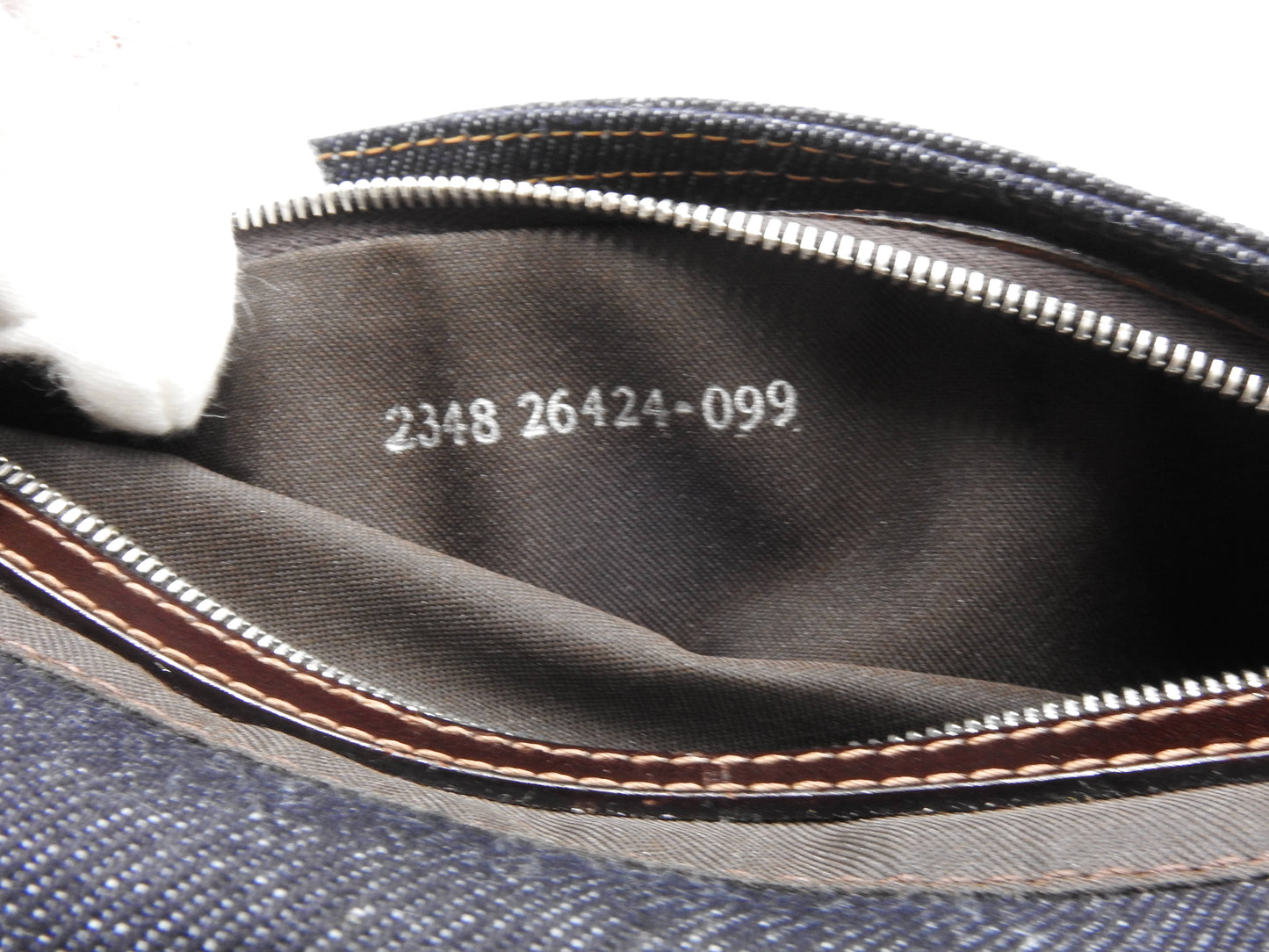 Auth FENDI Mamma Baguette Shoulder Hand Bag Denim Navy Silver Hardware