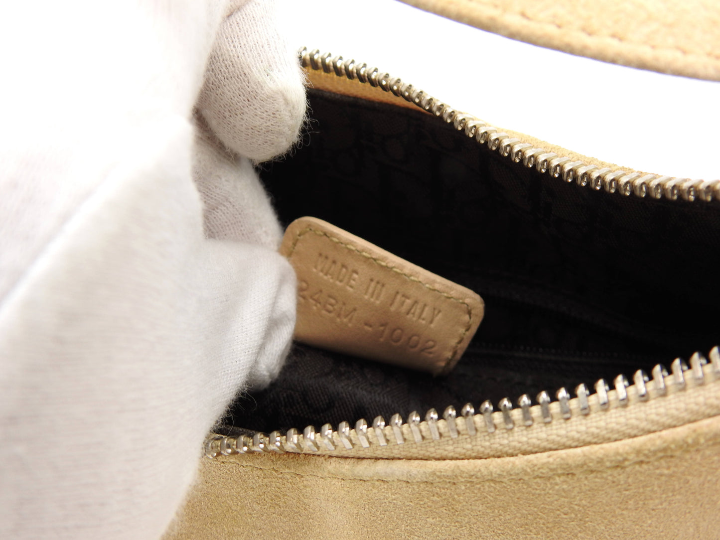 Christian Dior Admit It Lace-Up Hobo One Shoulder Bag Suede Leather Beige