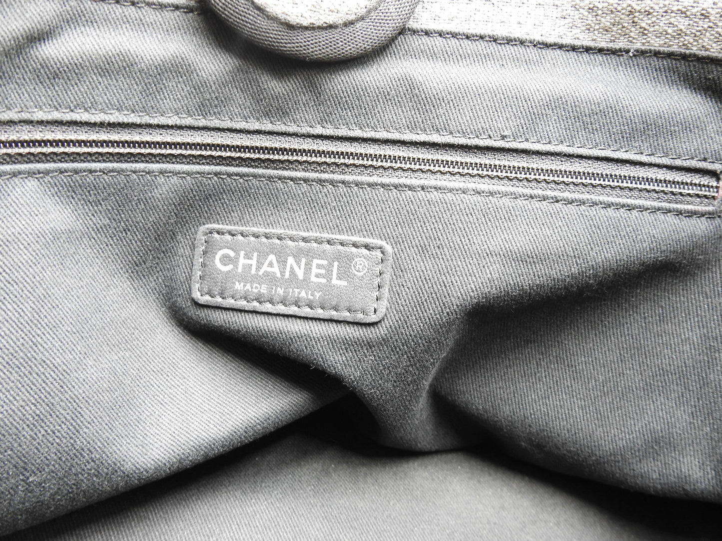 Chanel Deauville MM Tote Bag Shoulder Bag Canvas Gray Silver A67001
