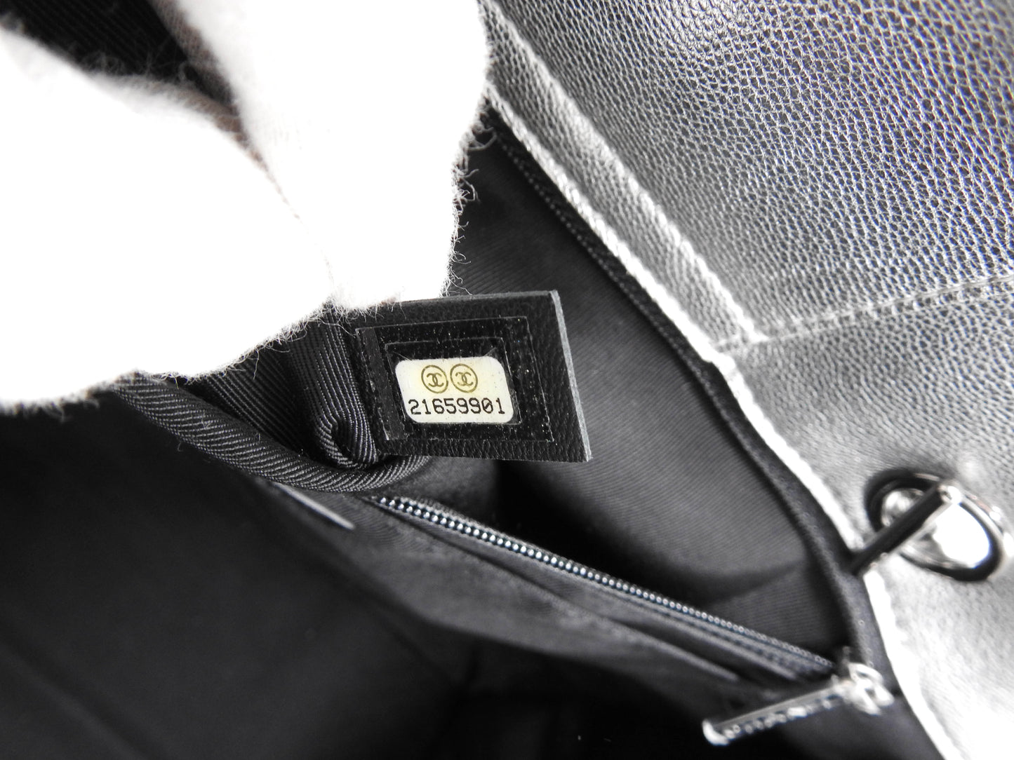 CHANEL Boy Chain Tote Shoulder Bag Lambskin Leather Silver Black