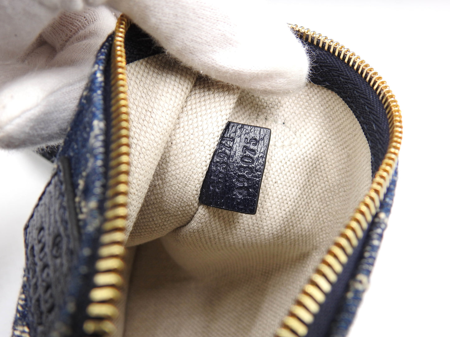 GUCCI GG Denim Giglio Large Hobo Tote Shoulder Bag Canvas Blue 853971