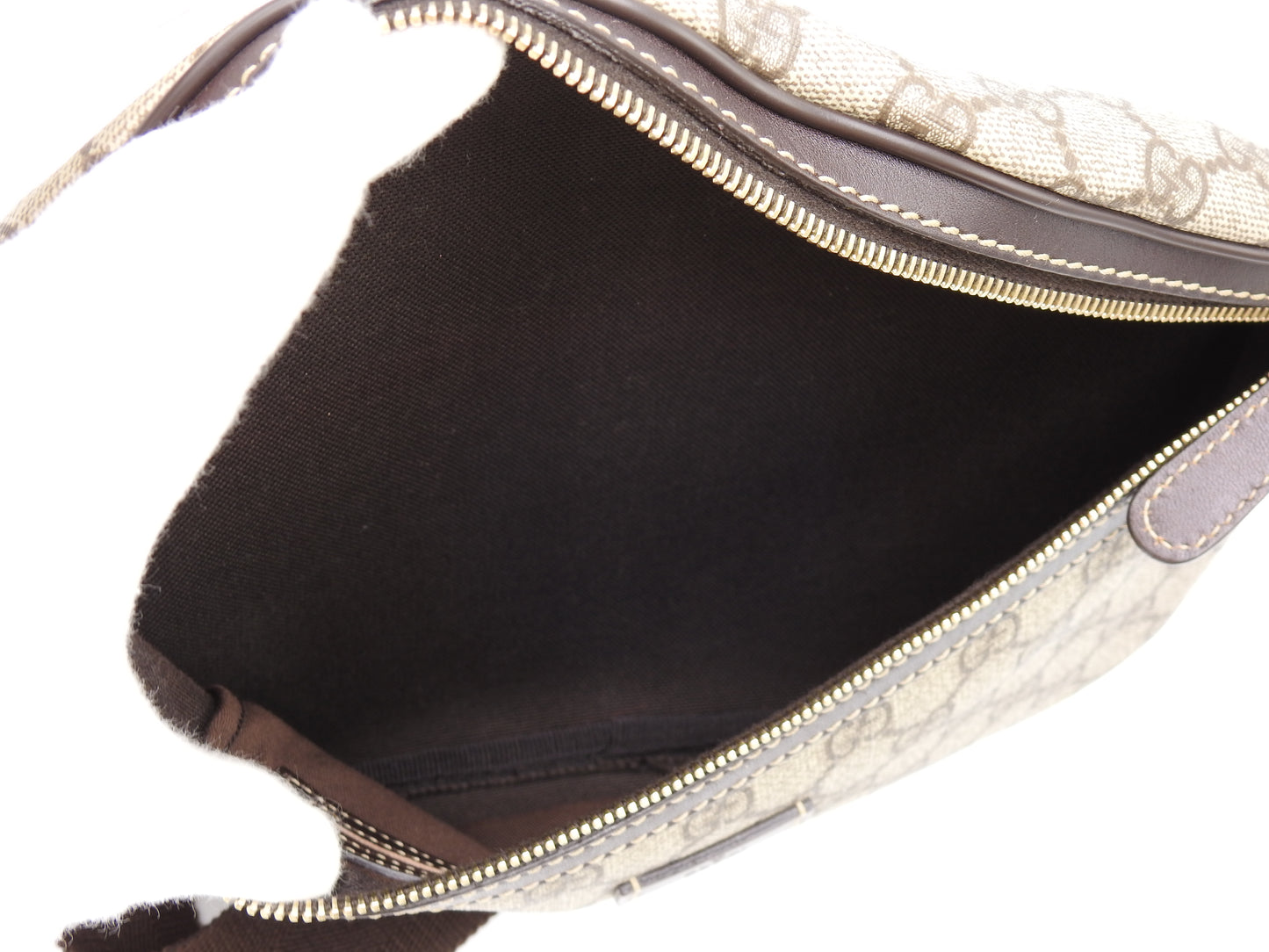 GUCCI GG Supreme Waist Body Belt Bag PVC Leather Beige Brown Gold 23326