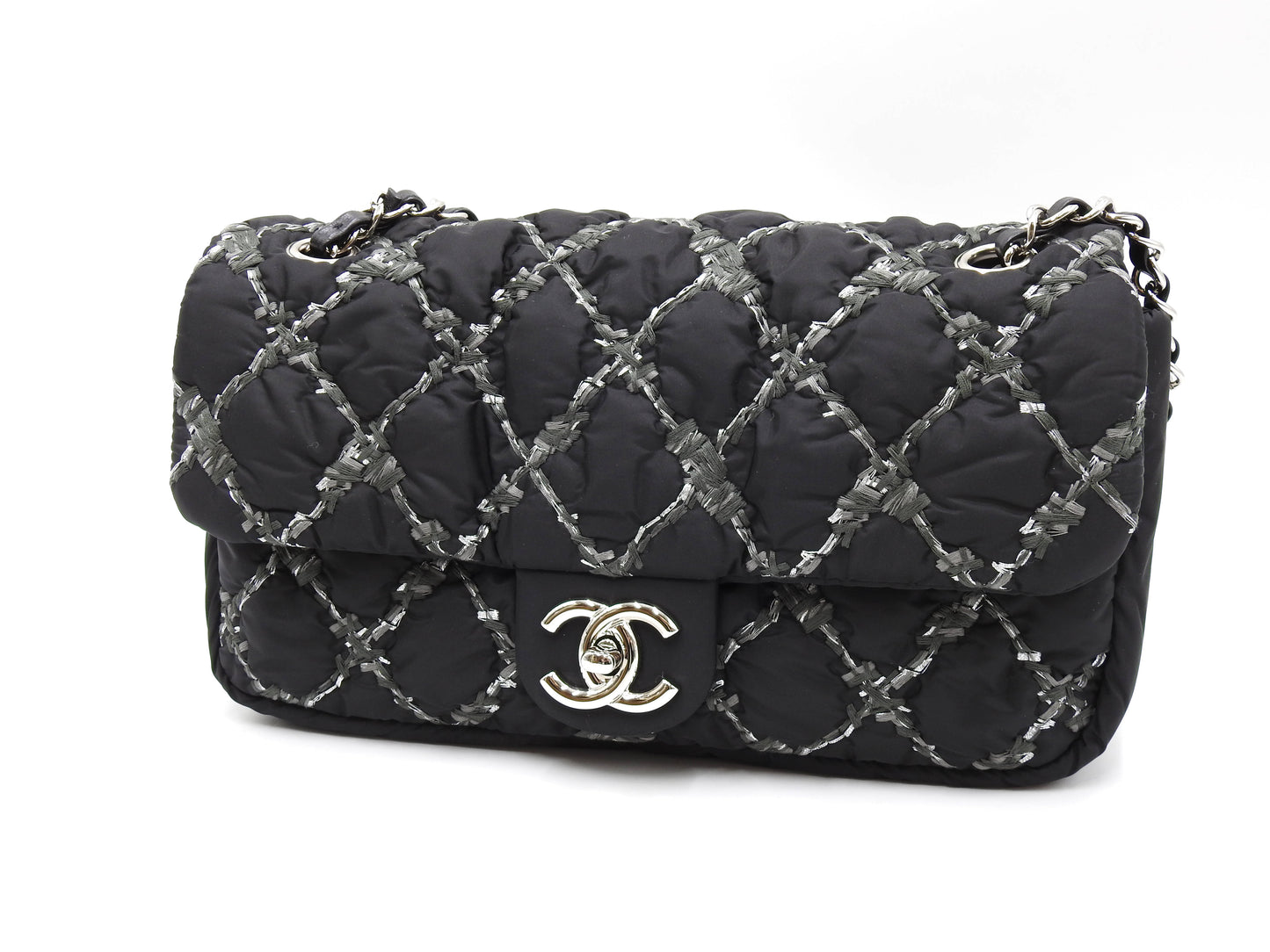 CHANEL CC Matelasse Paris Byzance Chain Shoulder Bag Nylon Black A50629
