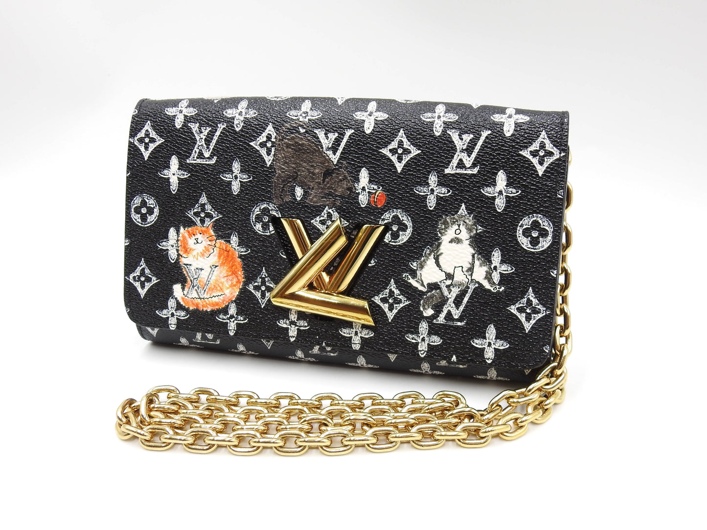 LOUIS VUITTON Monogram Catogram Portefeuil Twist Chain Wallet Bag M63888