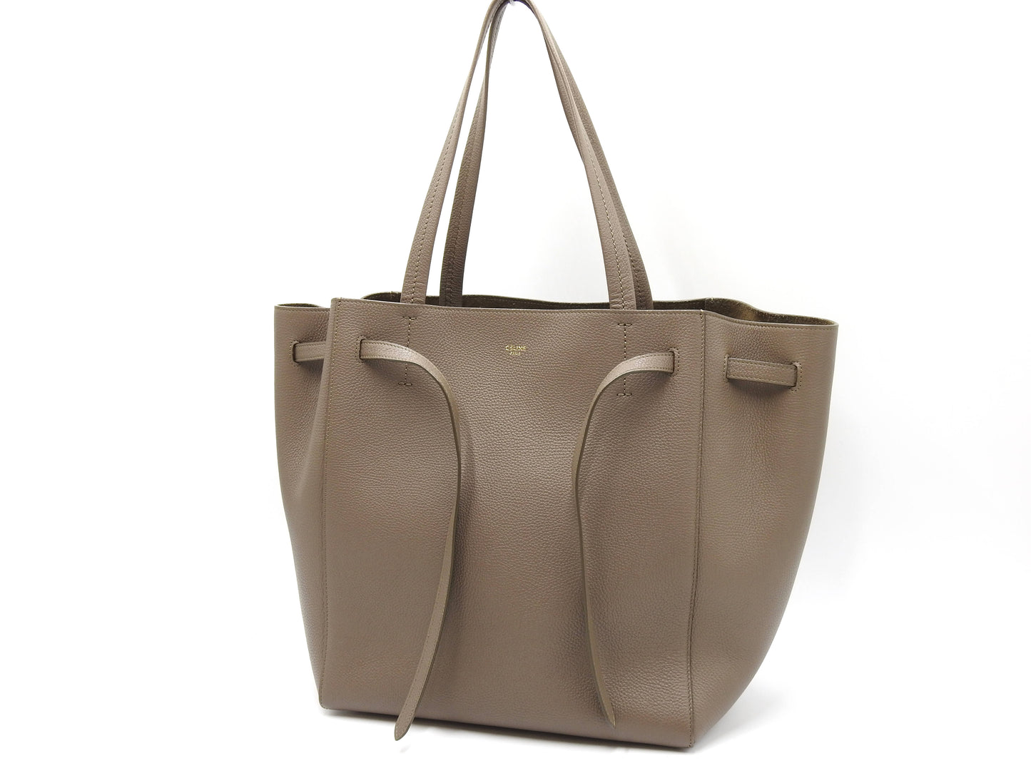 CELINE Cabas Phantom Small Tote Shoulder Bag Calf Leather Gray 189023