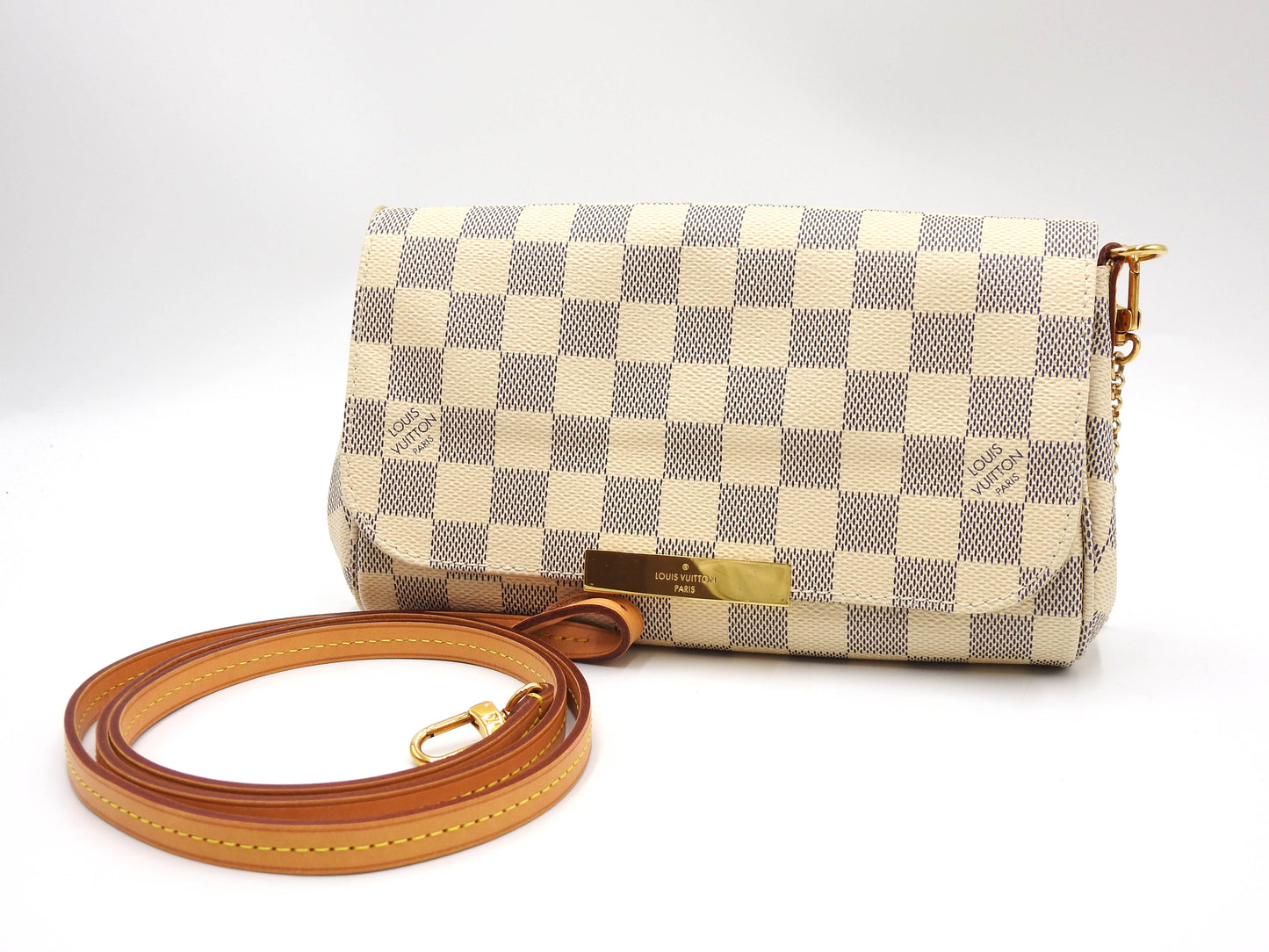 LOUIS VUITTON Damier Azur Favorite PM 2way Shoulder Hand Bag Canvas N41266