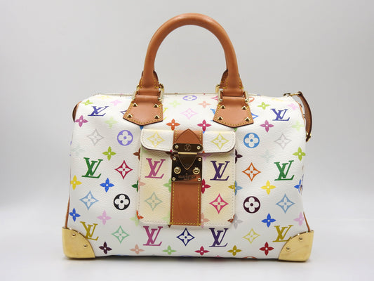 LOUIS VUITTON Speedy 30 Boston Hand Bag Multicolor Bron White M92643
