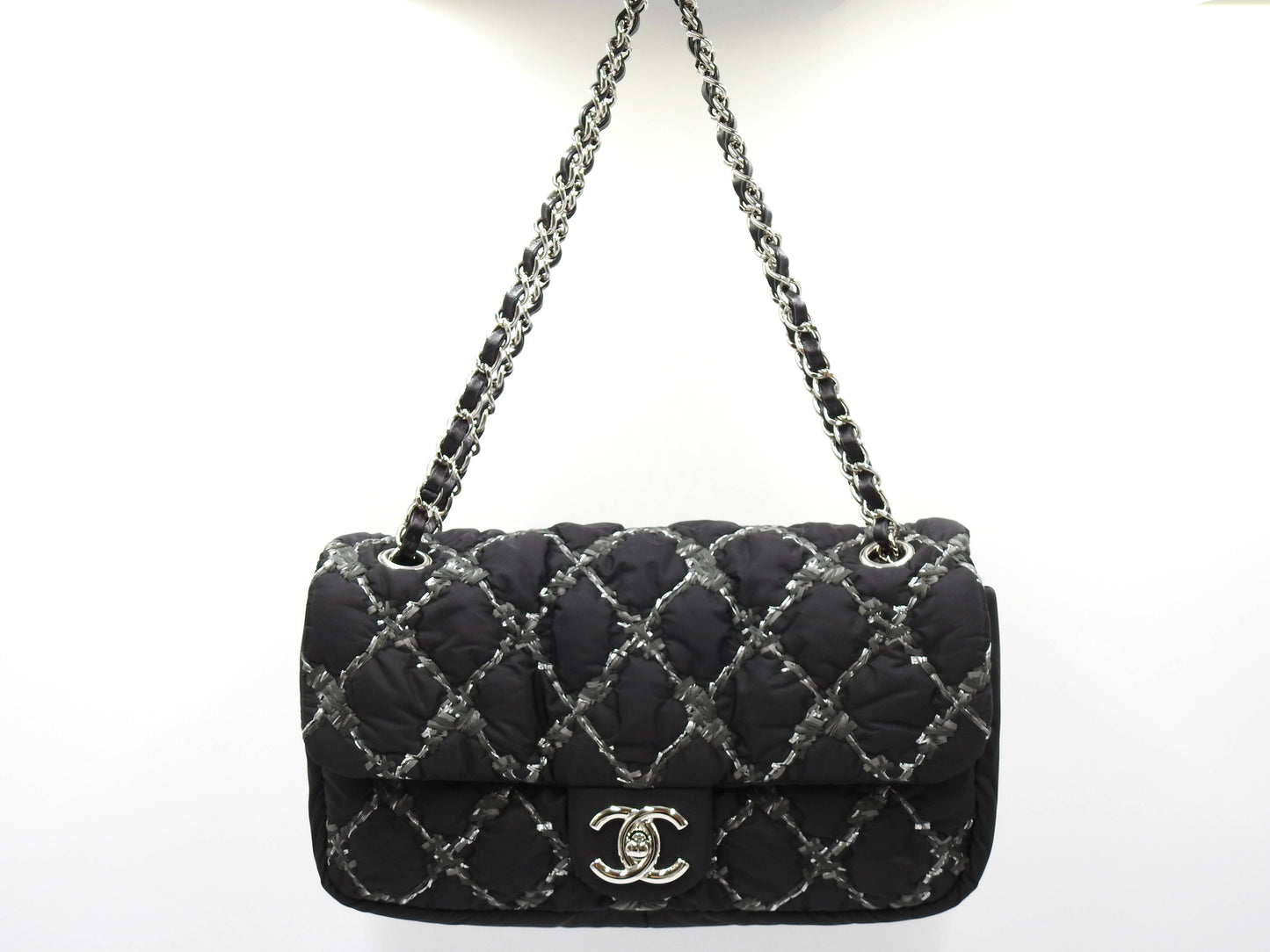 CHANEL CC Matelasse Paris Byzance Chain Shoulder Bag Nylon Black A50629