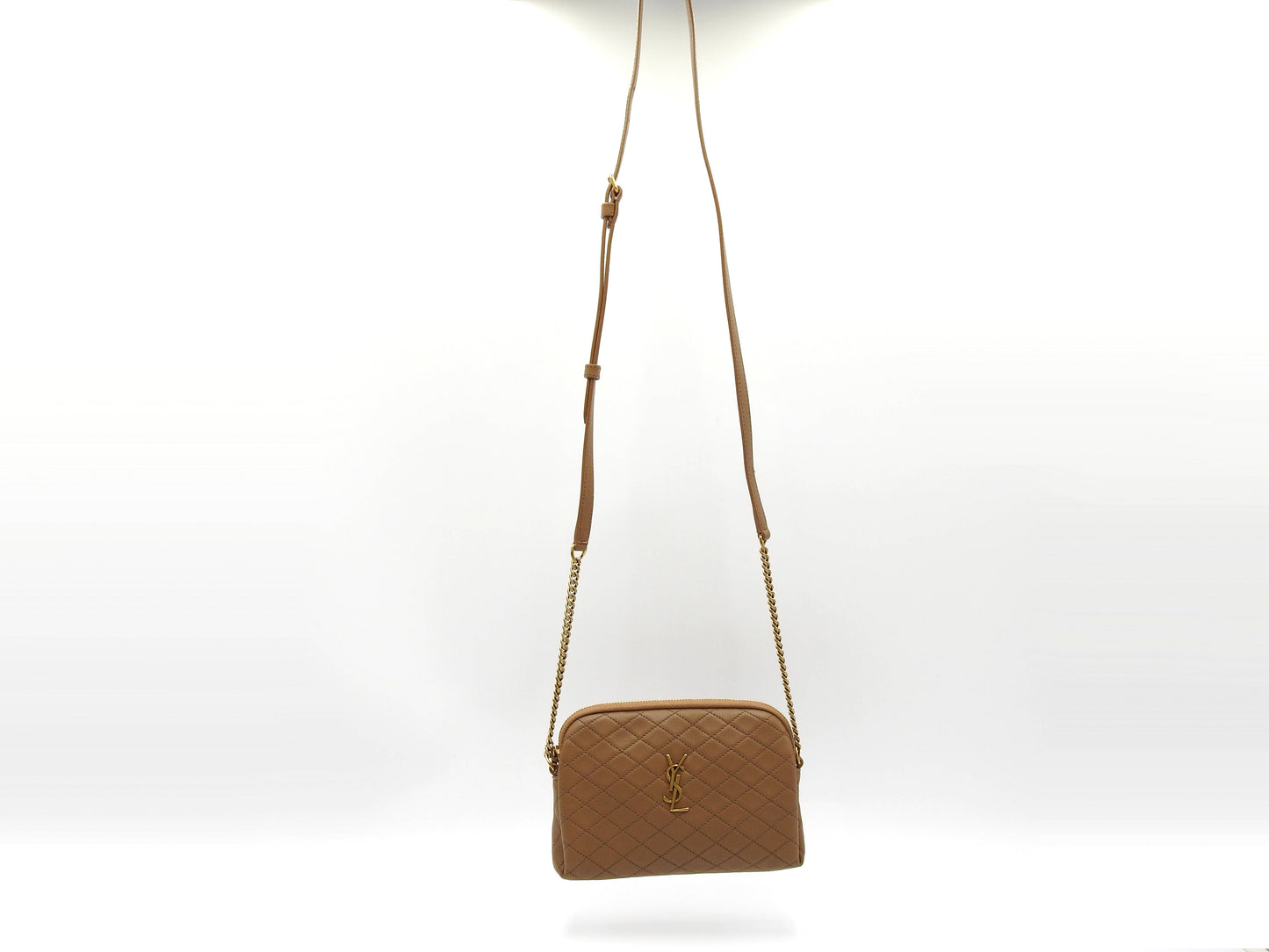 SAINT LAURENT PARIS Gaby Chain Pouch Shoulder Bag Leather Brown 733667