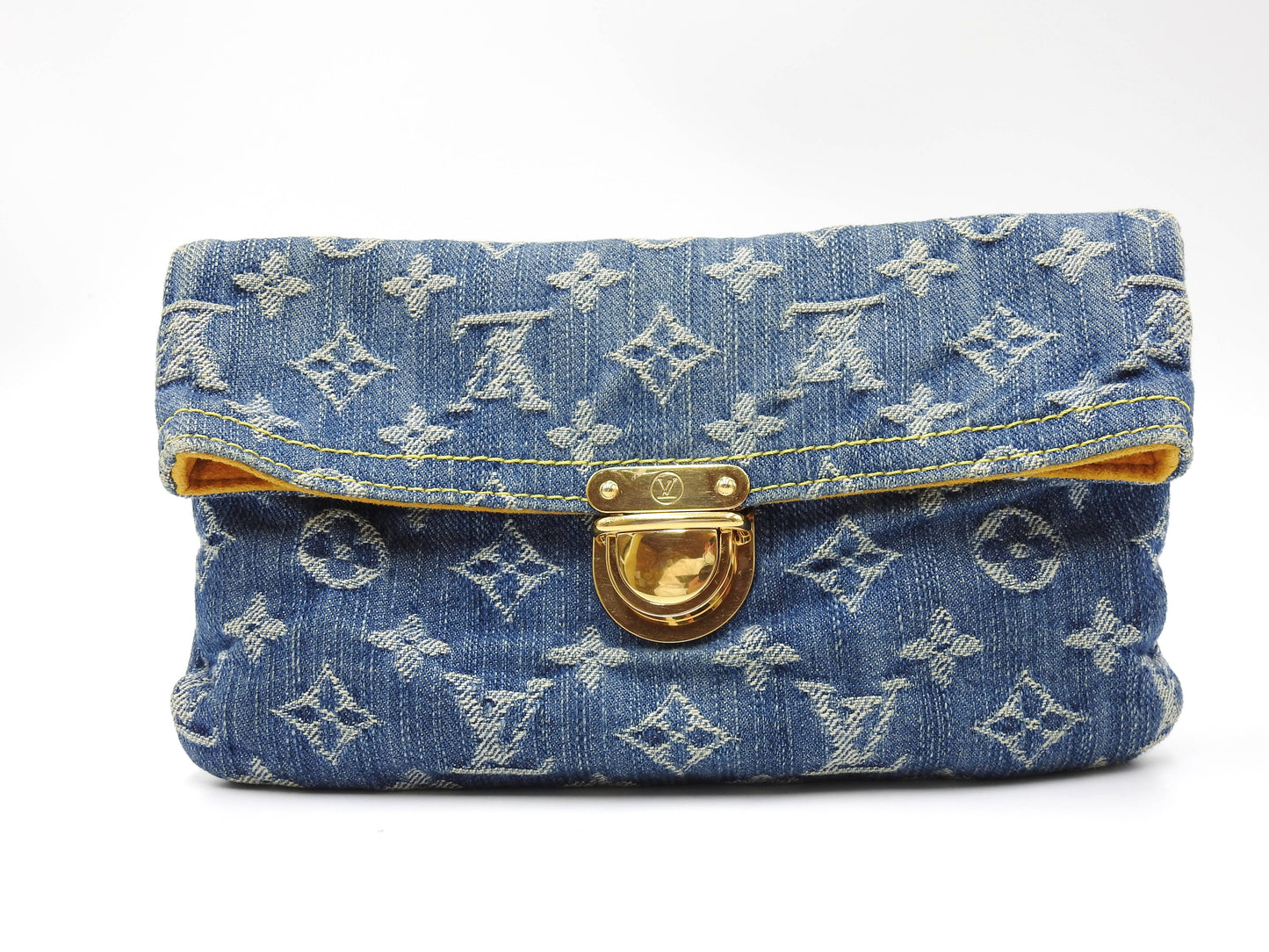 LOUIS VUITTON Monogram Denim Pochette Pratt Clutch Second Bag M95007