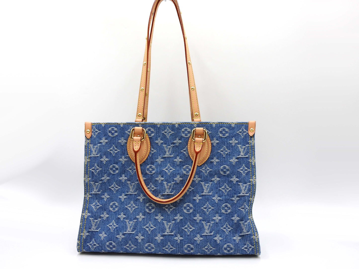 LOUIS VUITTON LV Remix Monogram Denim OnTheGo MM Shoulder Tote Bag M46871