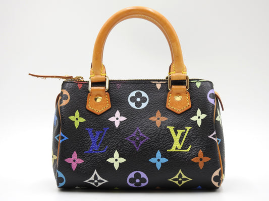 LOUIS VUITTON Monogram Mini Speedy Hand Bag Multicolor Noir Black M92644