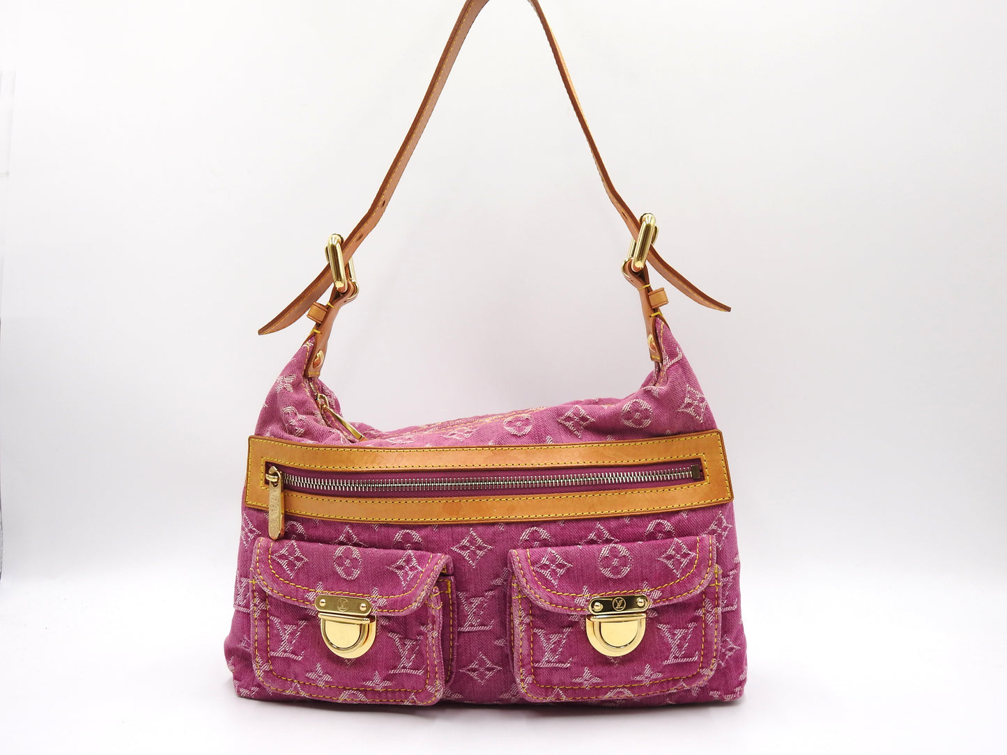 LOUIS VUITTON Baggy PM Monogram Denim Shoulder Bag Fuchsia Pink M95210