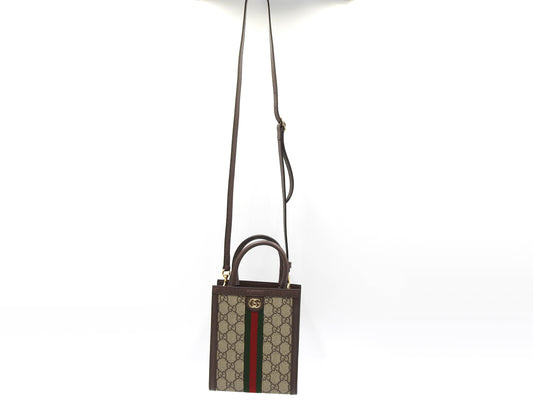 GUCCI GG Supreme Ophidia Shoulder Hand Bag PVC Leather Beige Brown 772317