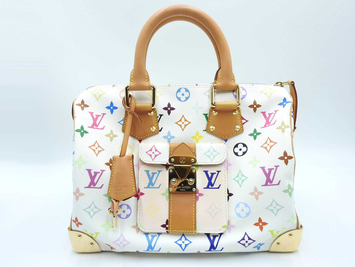 LOUIS VUITTON Speedy 30 Boston Hand Bag Multicolor Bron White M92643