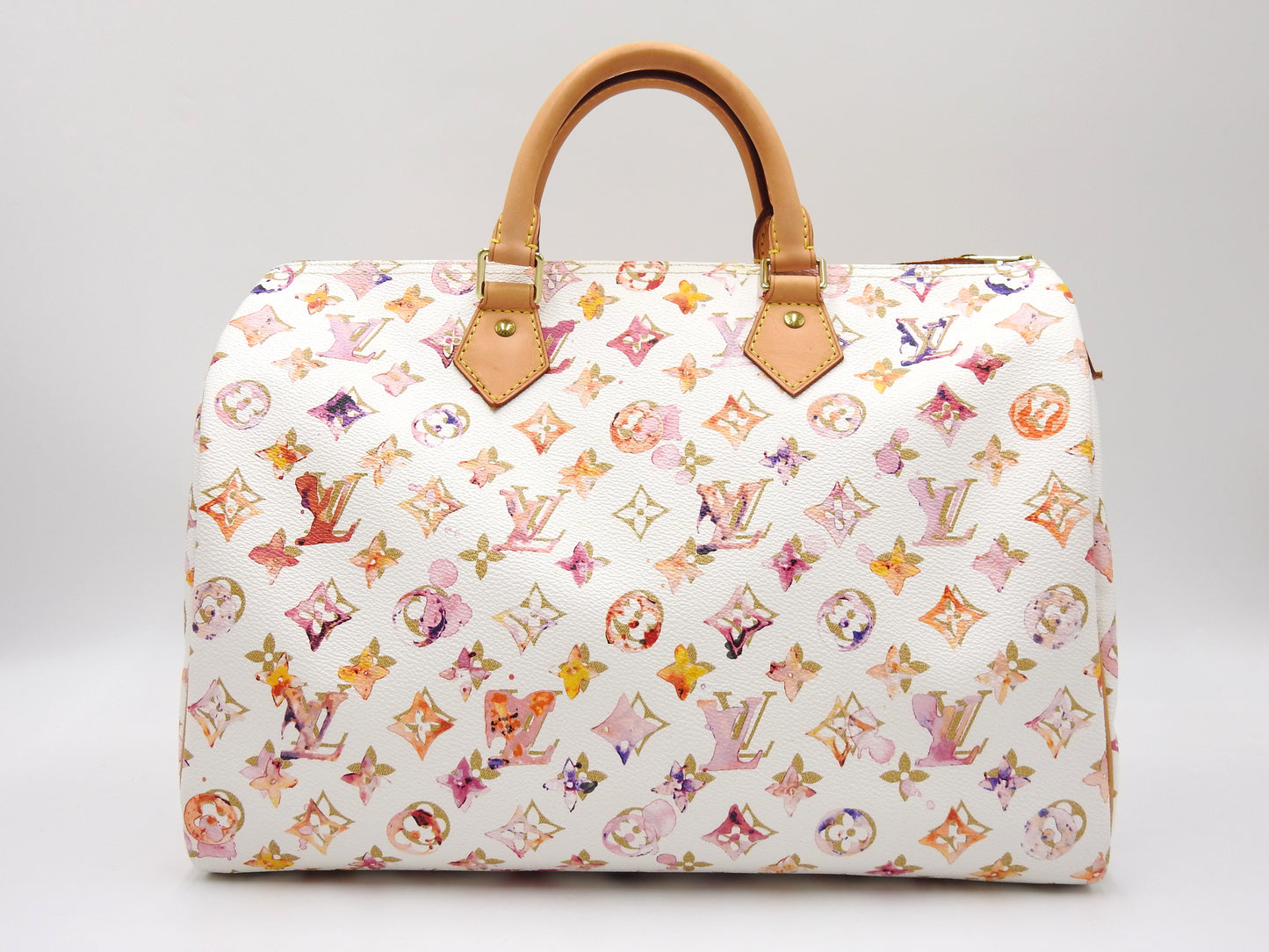 LOUIS VUITTON Watercolor Monogram Speedy 35 White Boston Hand Bag M95752