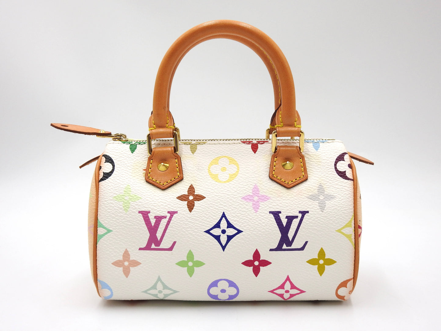 LOUIS VUITTON Monogram Mini Speedy Hand Bag Multicolor Bron White M92645