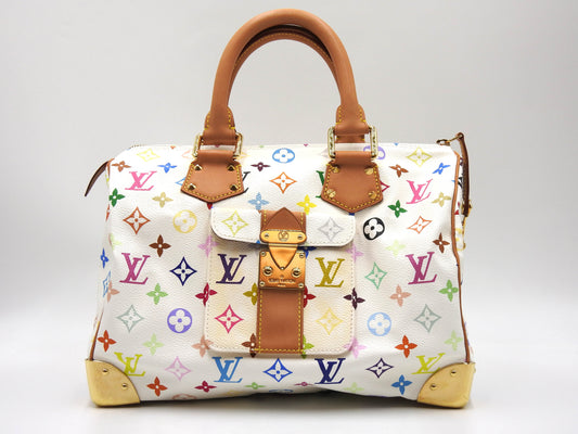 LOUIS VUITTON Speedy 30 Boston Hand Bag Multicolor Bron White M92643
