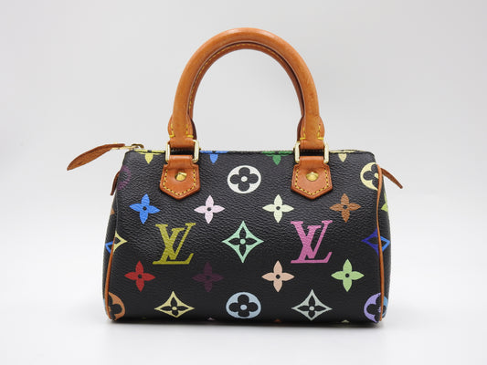 LOUIS VUITTON Monogram Mini Speedy Hand Bag Multicolor Noir Black M92644