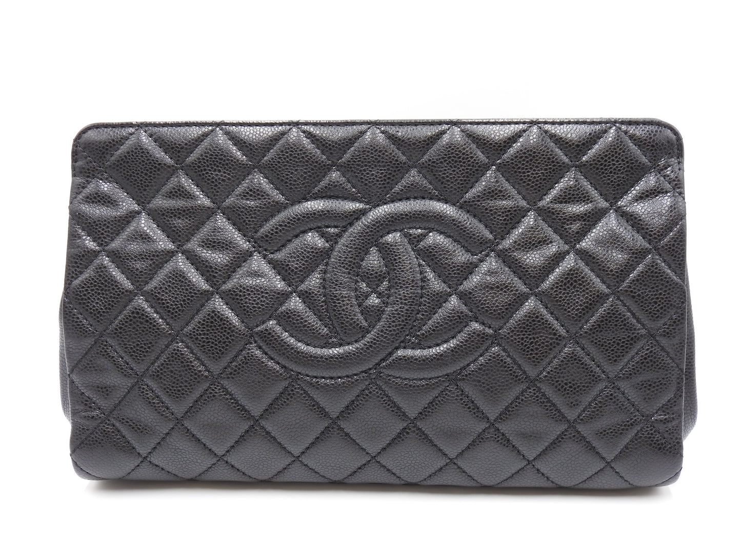CHANEL Timeless Matelasse CC Clutch Bag Second Bag Caviarskin Black