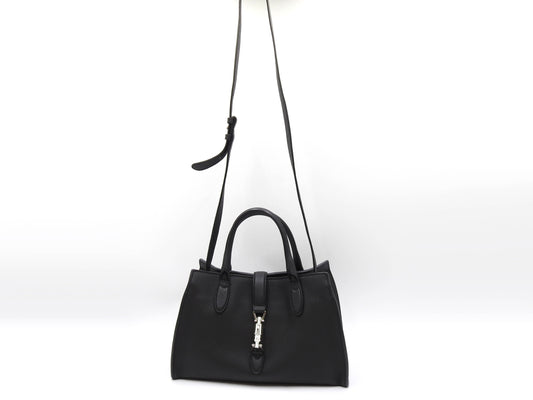 GUCCI New Jackie 2way Hand Bag Shoulder Bag Calf Leather Black 365460