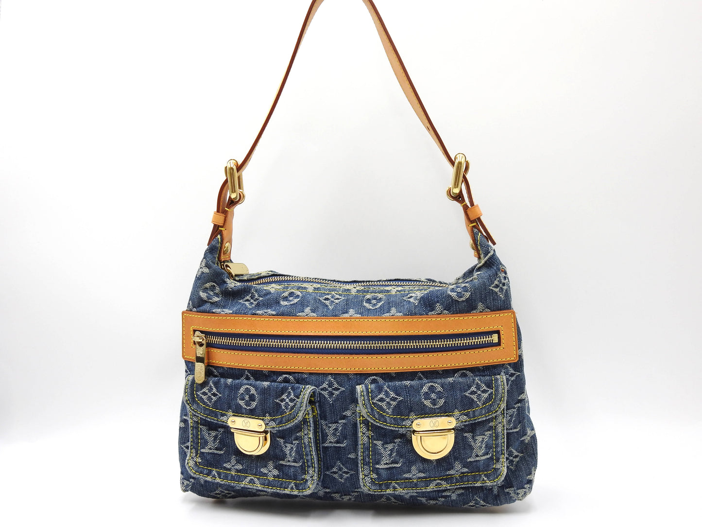 LOUIS VUITTON Baggy PM Monogram Denim Hand Bag Shoulder Bag Blue M95049