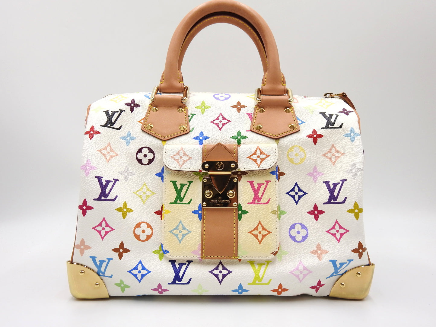 LOUIS VUITTON Speedy 30 Boston Hand Bag Multicolor Bron White M92643