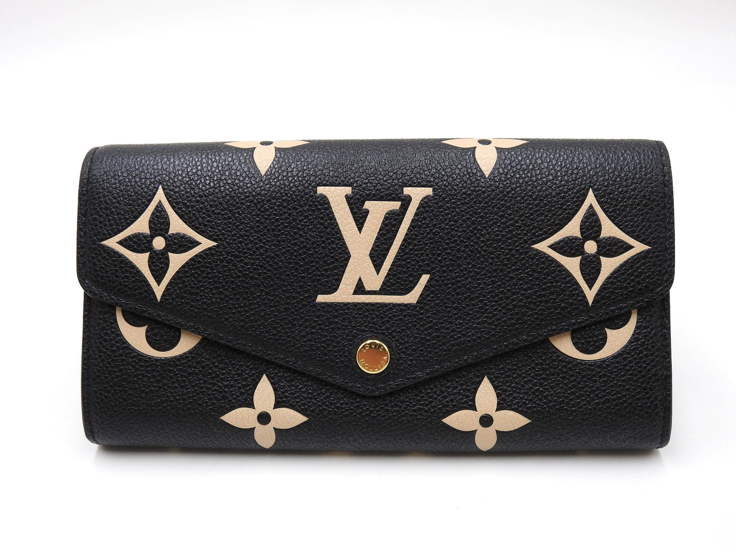 LOUIS VUITTON Monogram Empreinte Giant Sarah Wallet Black Beige M80496