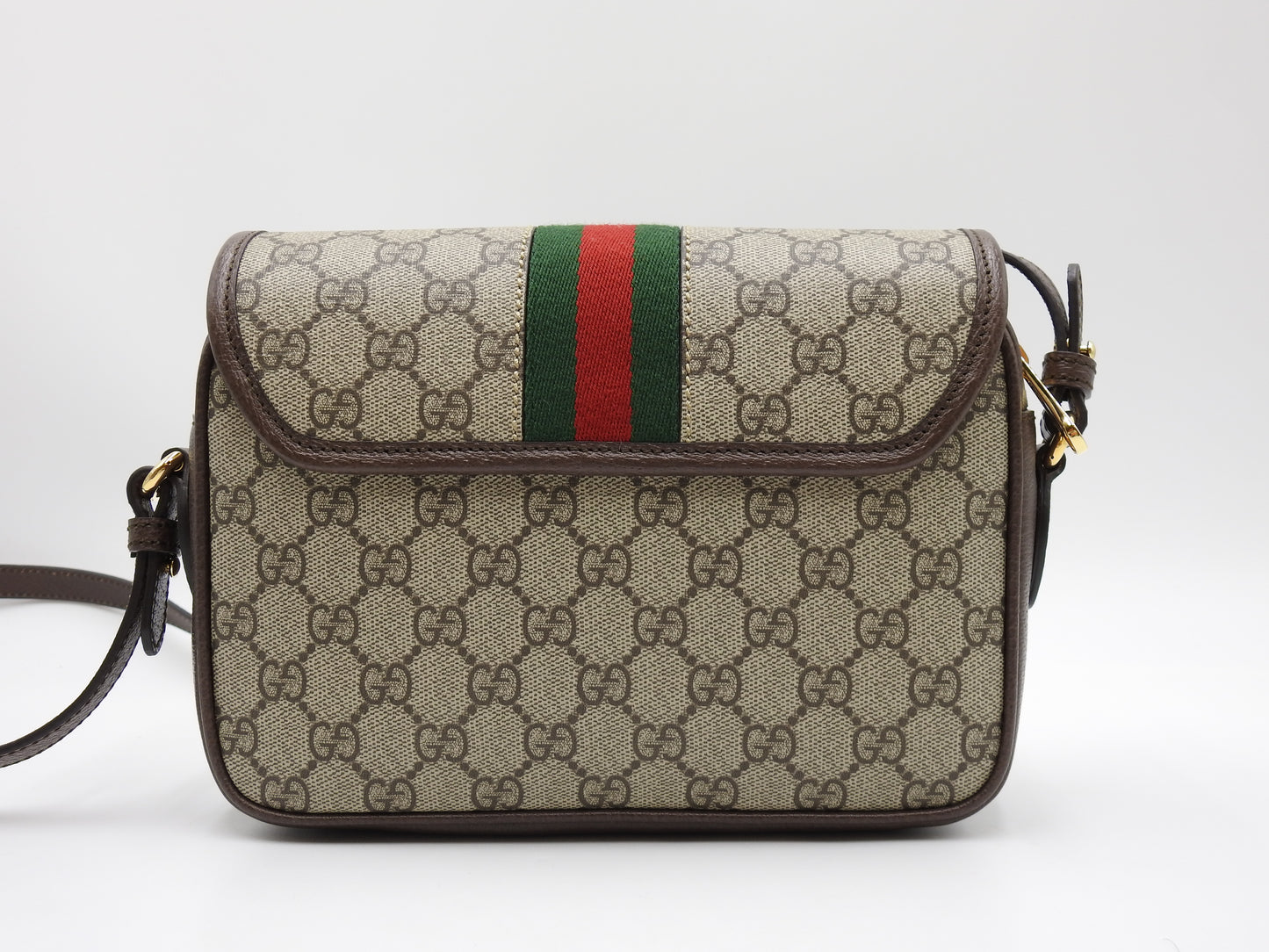 GUCCI GG Supreme Ophidia Web Messenger Shoulder Bag Beige Brown 722117