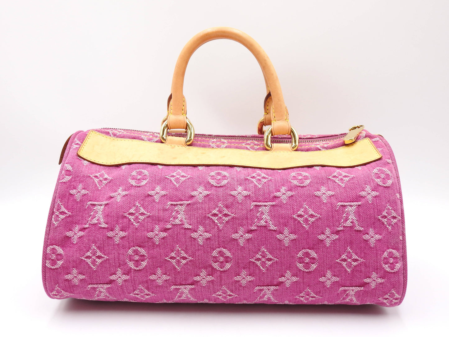 LOUIS VUITTON Monogram Denim Neo Speedy Boston Hand Bag Pink M95214