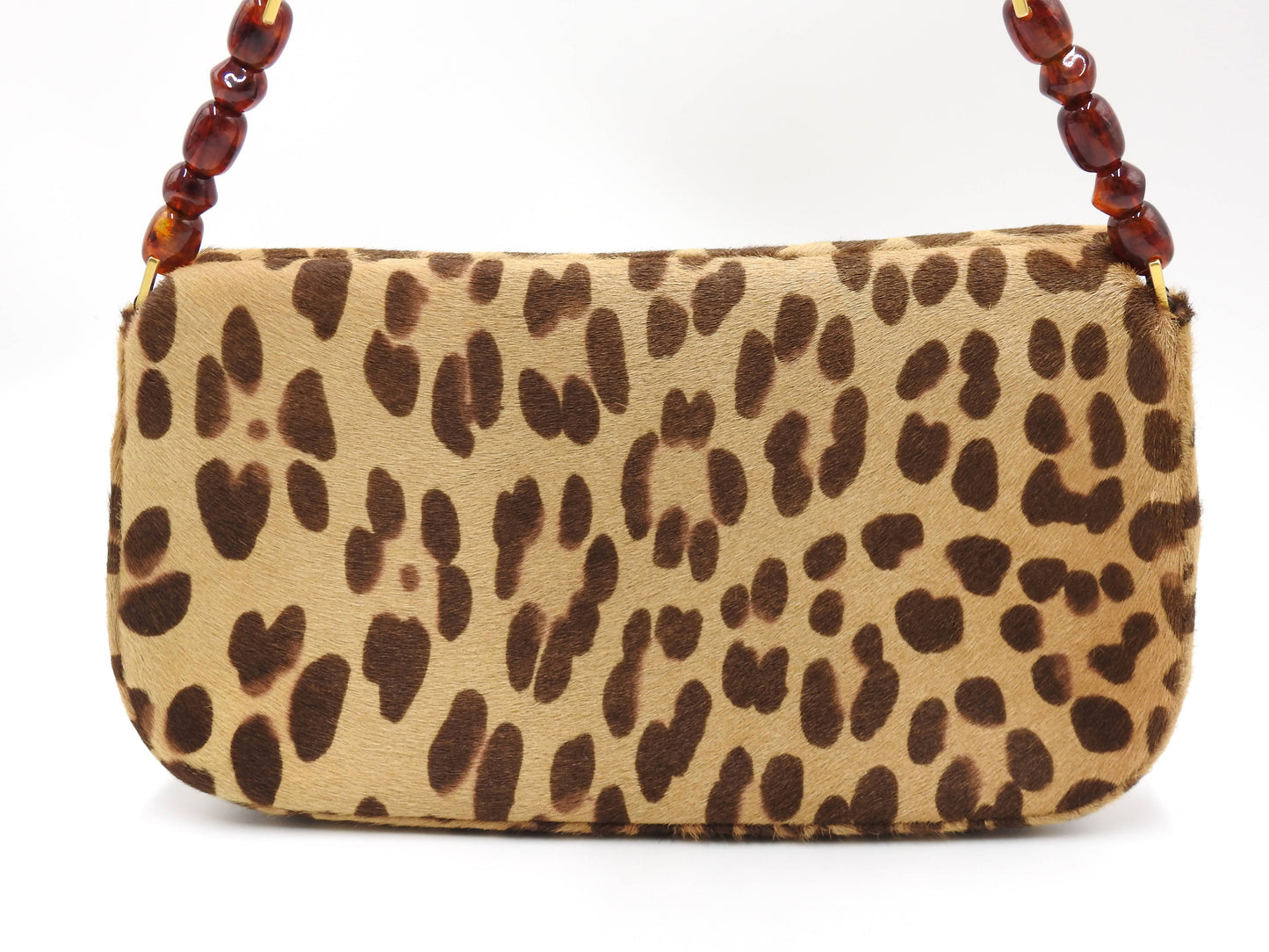 Christian Dior Malice Pearl Shoulder Bag Leather Leopard Brown Gold
