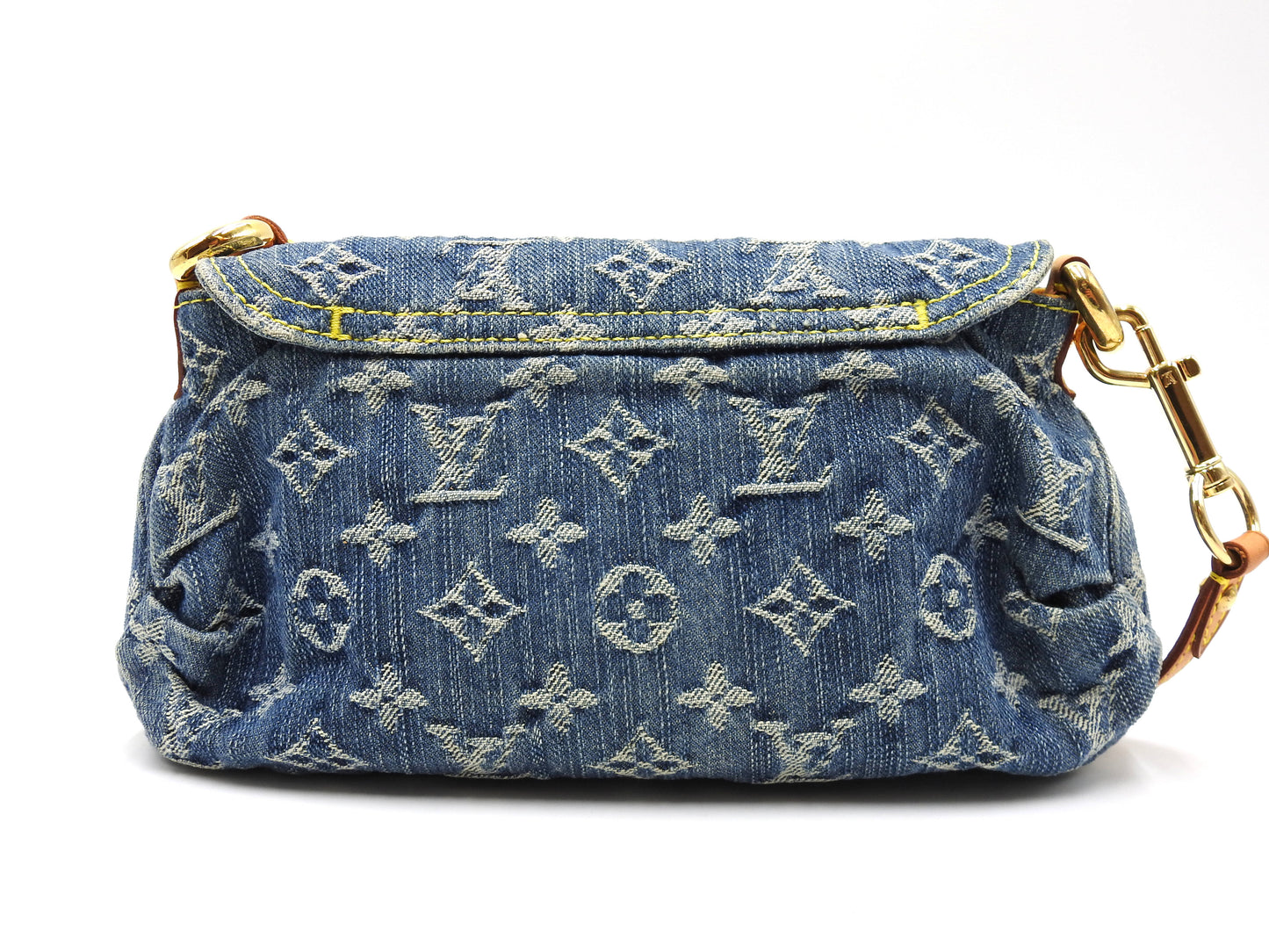 LOUIS VUITTON Mini Pleaty Monogram Denim Shoulder Hand Bag Blue M95050