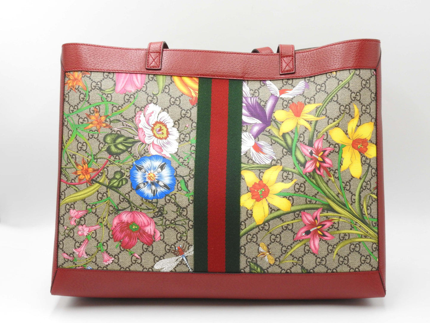 GUCCI GG Flora Supreme Ophidia Shoulder Tote Bag Beige Red 547947