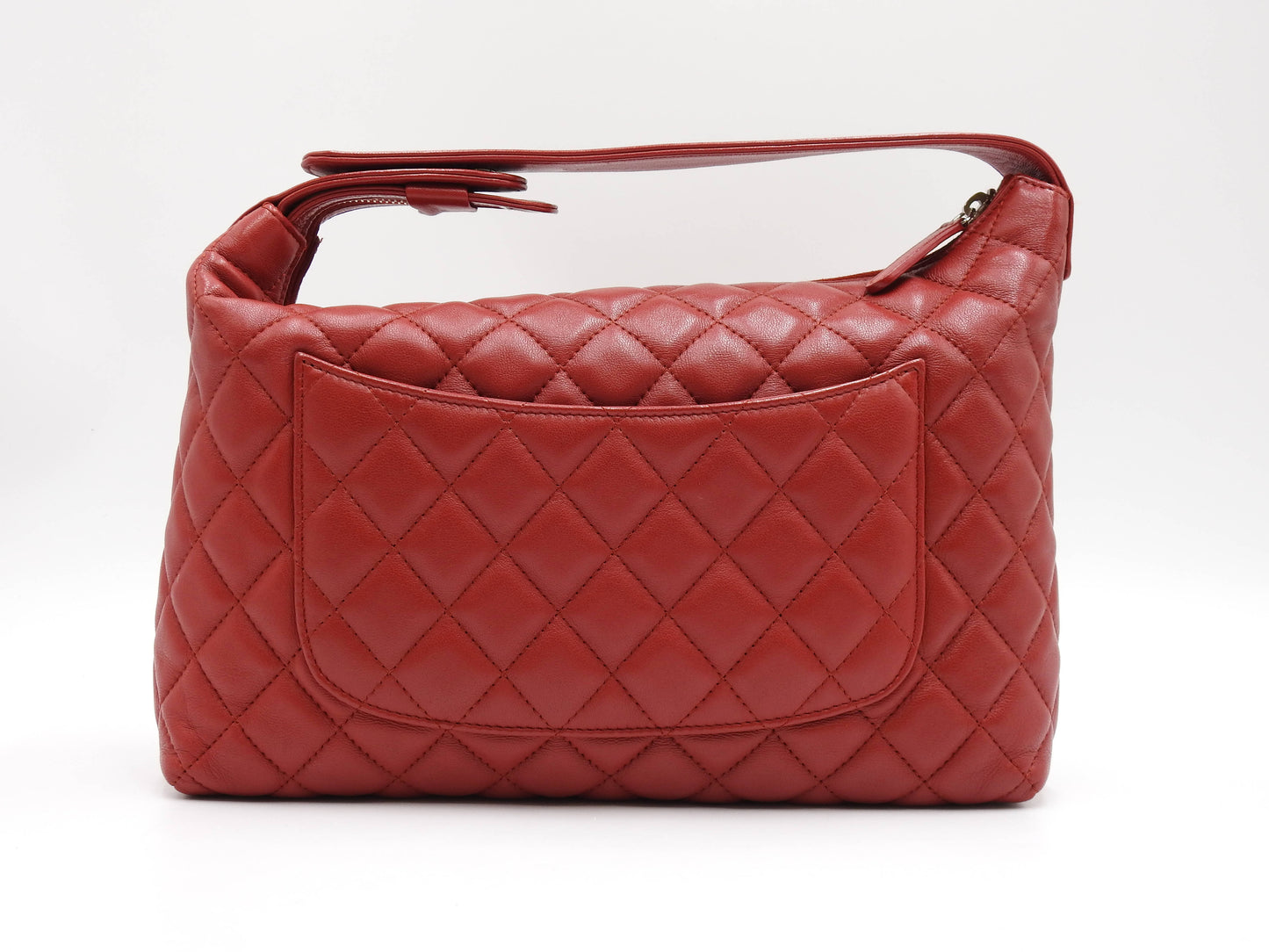 CHANEL CC Matelasse Hobo Shoulder Hand Bag Lambskin Red A69264