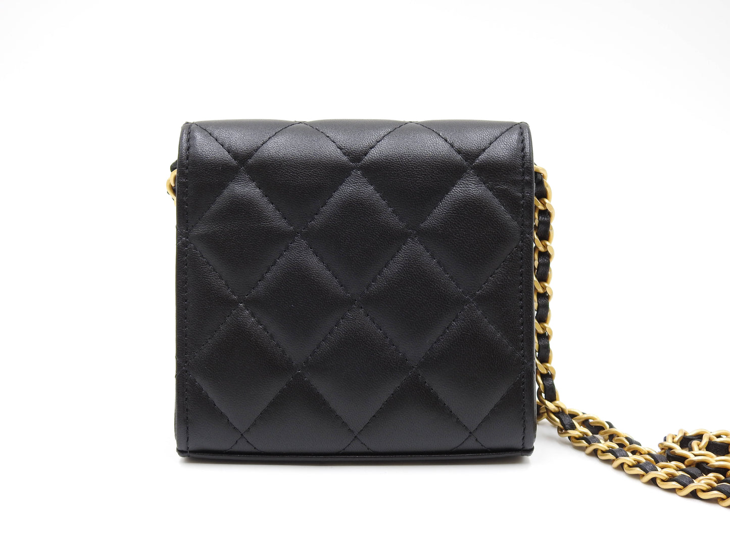 CHANEL CC Heart Matelasse Chain Clutch Shoulder Bag Lambskin Black AP3291