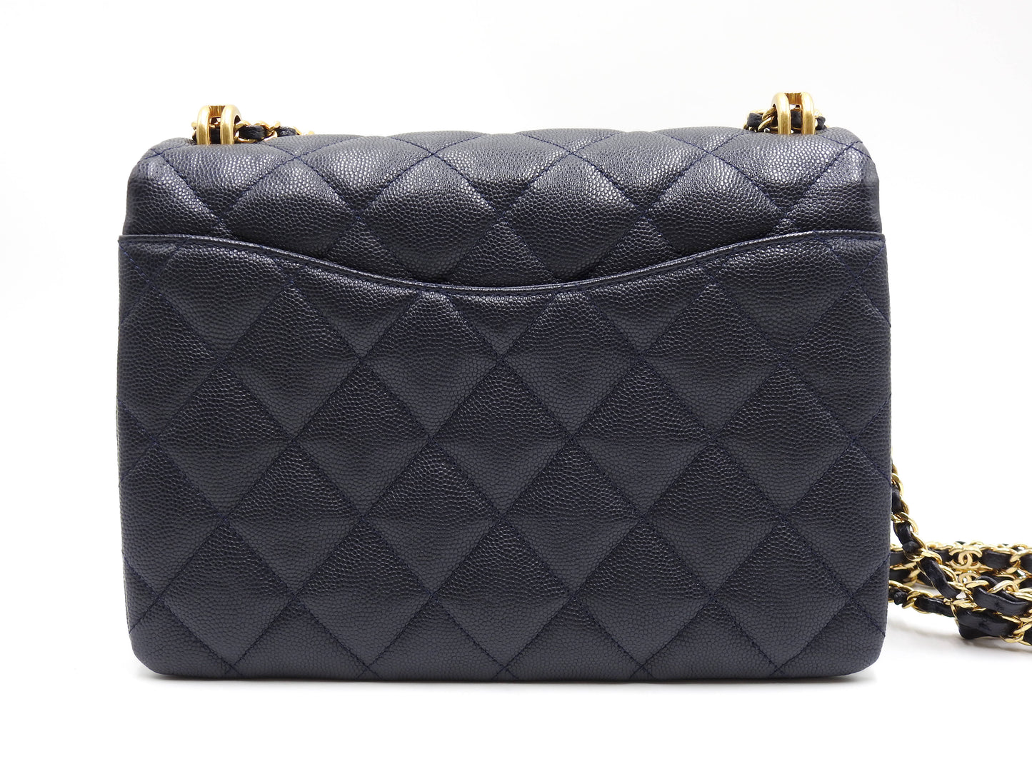 CHANEL Coco First Matelasse Flap Chain Shoulder Bag Caviarskin Navy AS3580