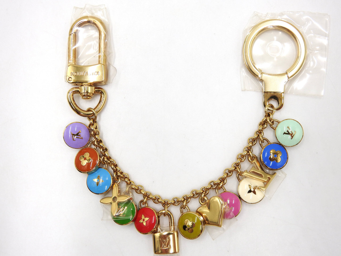 LOUIS VUITTON Porte Cles Chaine Pastille Bag Charm Key Holder Gold M65380