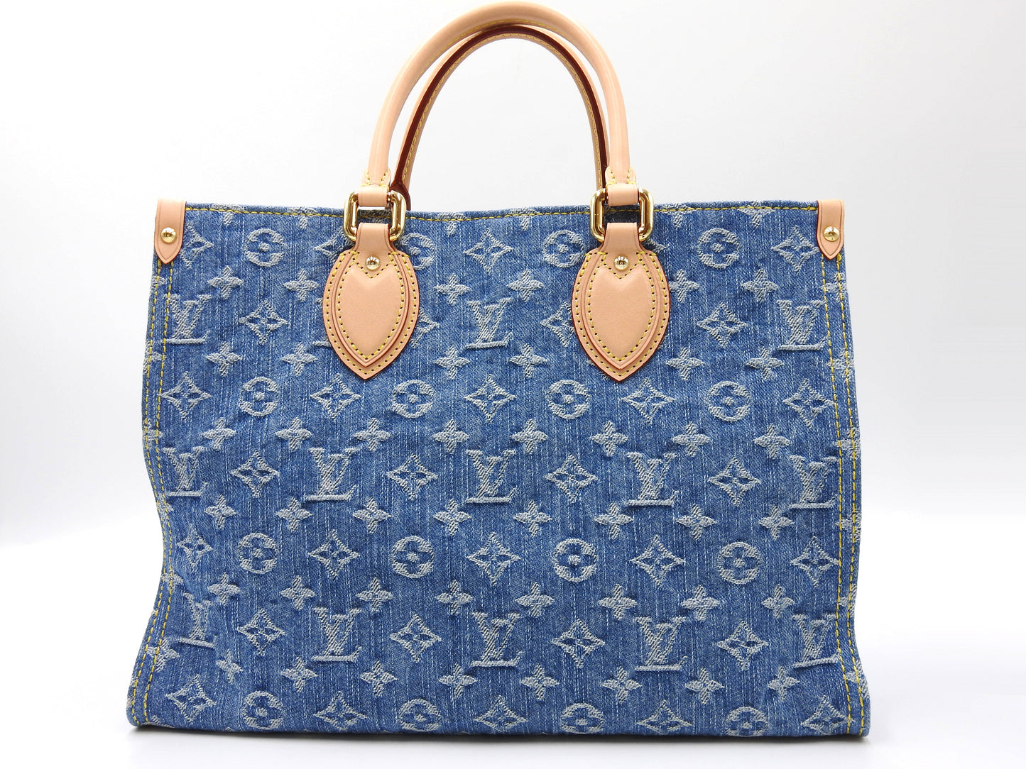 LOUIS VUITTON LV Remix Monogram Denim OnTheGo MM Shoulder Tote Bag M46871
