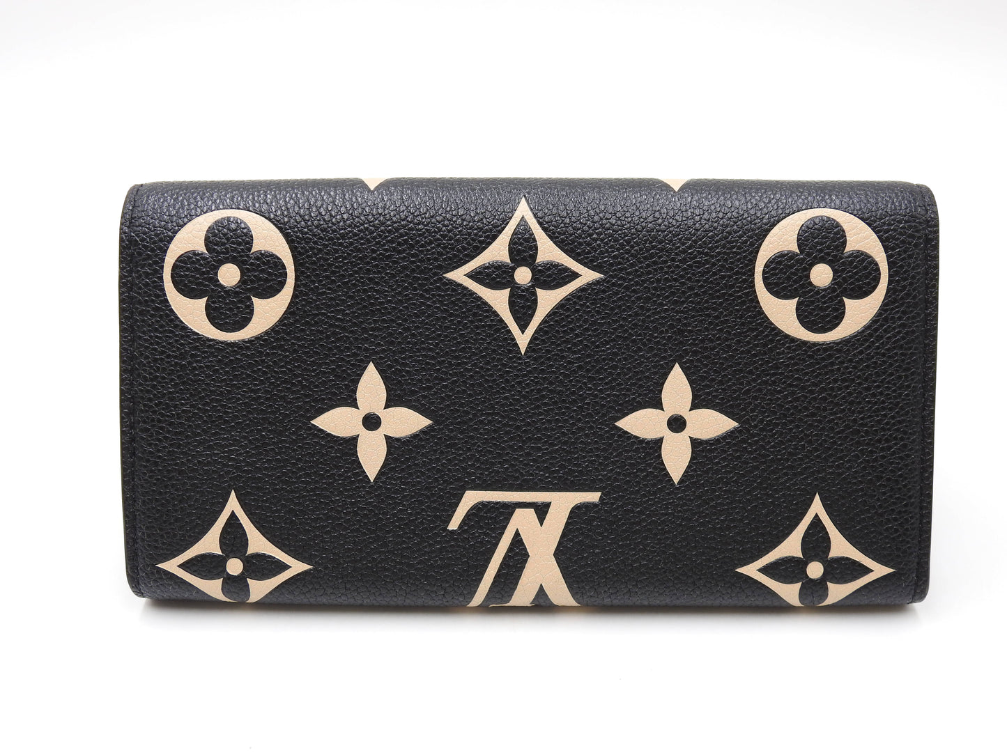 LOUIS VUITTON Monogram Empreinte Giant Sarah Wallet Black Beige M80496