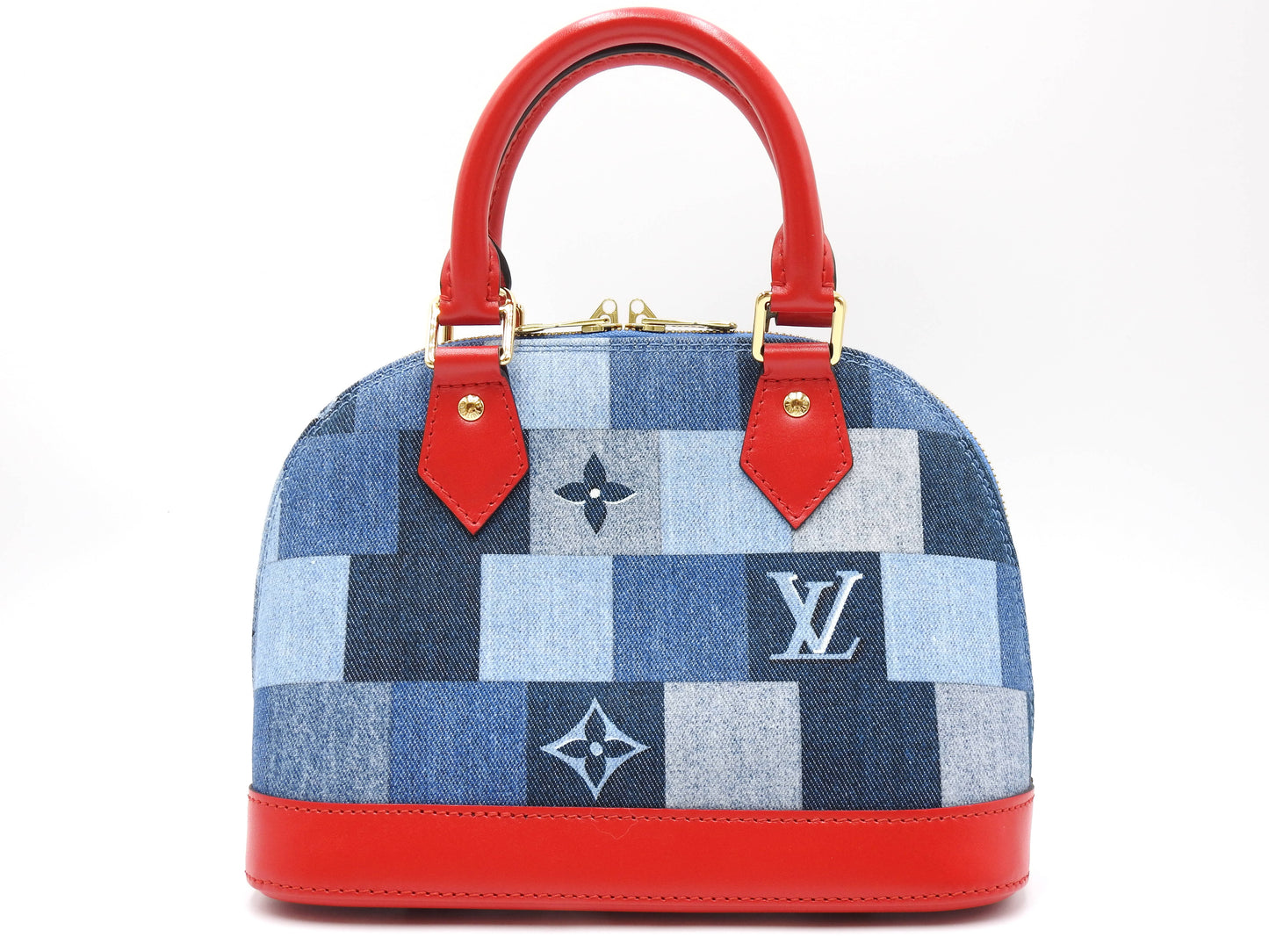 LOUIS VUITTON Monogram Denim Alma BB Shoulder Hand Bag Blue Red M45042
