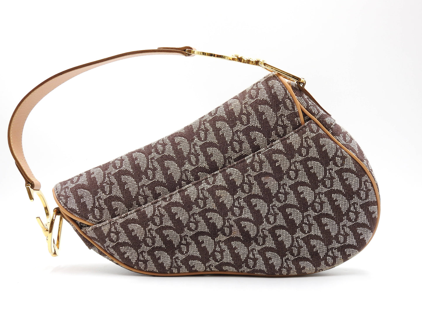 Christian Dior Trotter Oblique Saddle Bag Shoulder Hand Bag Canvas Brown