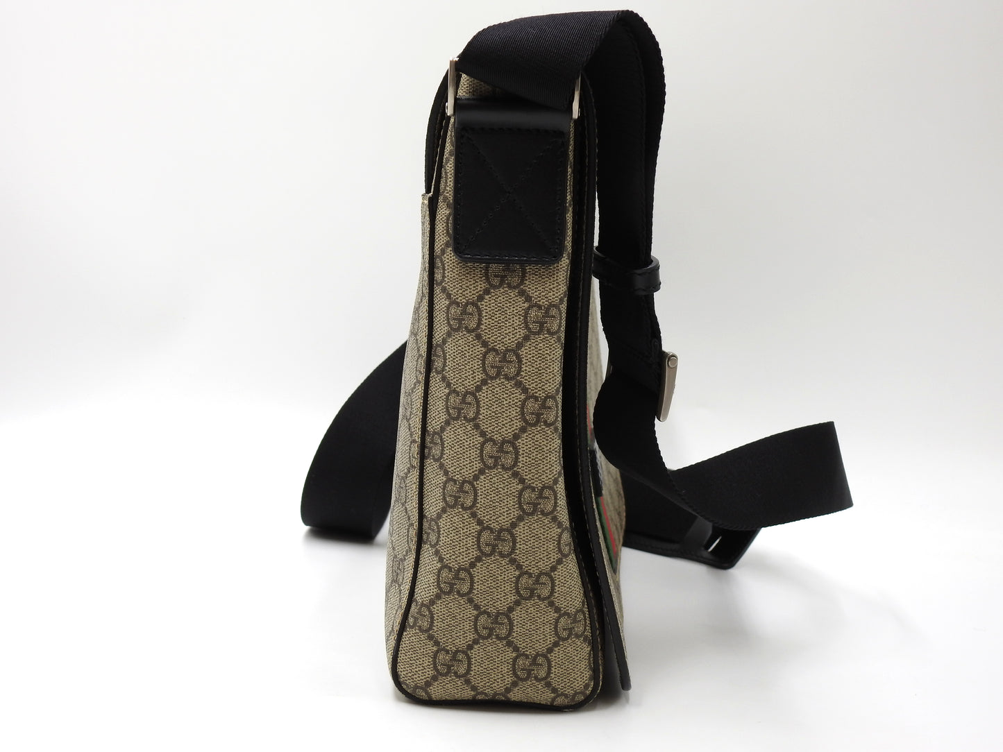 GUCCI GG Supreme Sherry Web Messenger Shoulder Bag Monogram Beige 475432