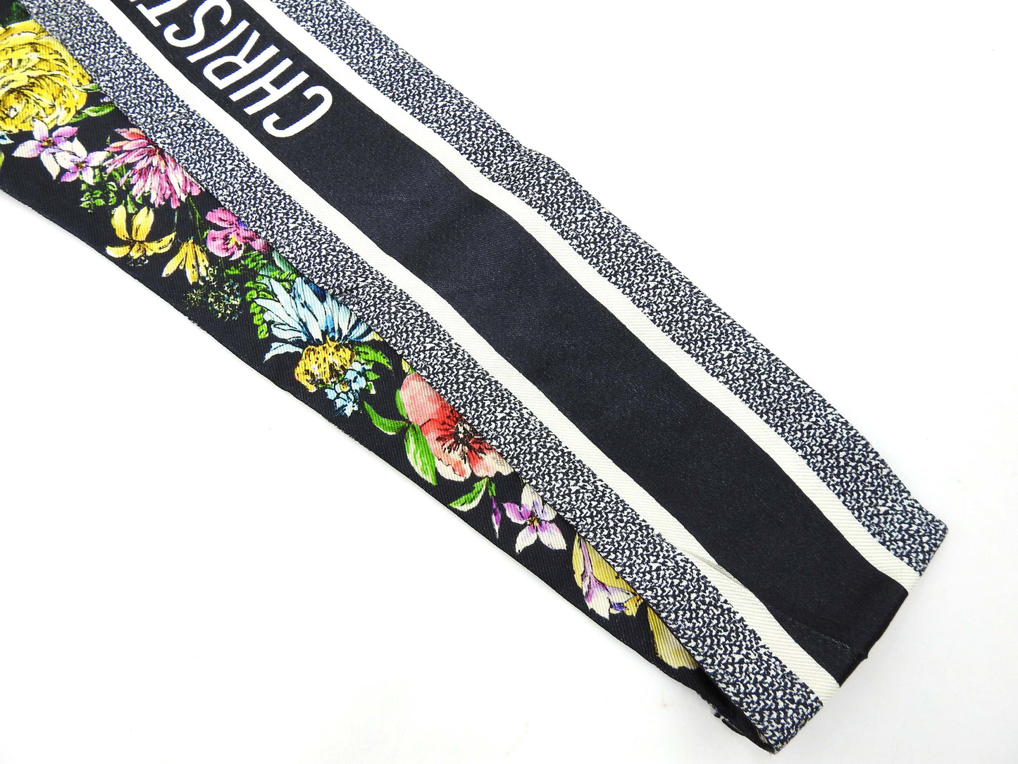 CHRISTIAN DIOR Mitzah Bandeau Scarf 100% Silk Black White 24FCO106I606